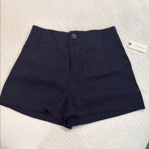 Anthropologie Navy High Waist Tailored Shorts